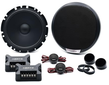 Hertz K 165 Fan Edition - Kit di altoparlanti 2 vie con woofer da 165/170 mm, tweeter da 24 mm e crossover, 300W Peak, 4ohm, Griglie incluse e installazione facile