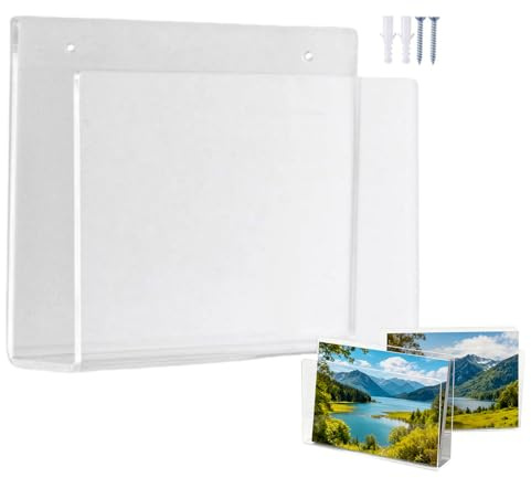 Yuemeuy Porte-Documents Mural - Présentoir en Acrylique Transparent,Support de Brochures Fixation Murale,Organisation pour Papier Courrier Documents Livres Salon Salle de Bain Bureau Maison