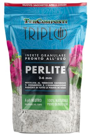 Tercomposti/Triplo - Perlite 2/6 mm 3 Lt, Inerte Granulare, Migliora Drenaggio e Ossigenazione, Protegge Radici e Favorisce Assorbimento, Ideale per Piante in Vaso