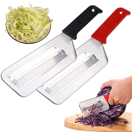 CEWROM Shredder i rostfritt stål, kålskivare örthyvel, set om 2 örthyvlar surkål, potatishyvel kålskärare gurkhyvel, multifunktionell örtsallad, grönsaksskivare