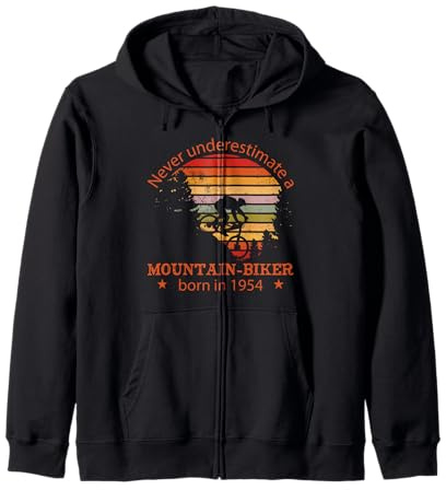 MTB Bike Ciclista Mountain-Biker Nacido 1954 Cumpleaños Bici Sudadera con Capucha