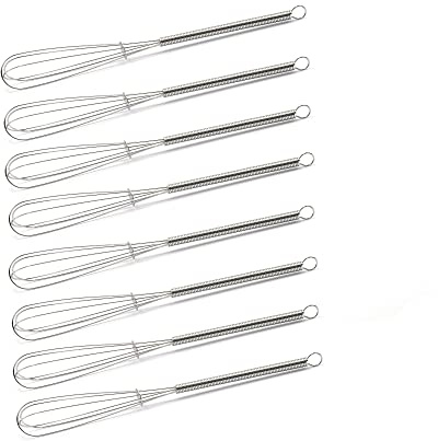 Mini Whisks 7 inch 8Pcs Stainless Whisk, Hand Egg Mixer for Flour Cake Egg, Kitchen Cooking Baking Use Whisk