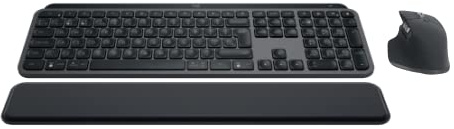 Logitech MX Keys S COMBO - Performance Wireless Keyboard and Mouse with Palm Rest, Customisable Illumination, Fast Scrolling, Bluetooth, USB C, Windows, Linux, Chrome, Mac, QWERTY UK Layout - Graphite