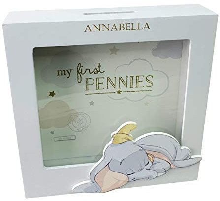 Personalised Disney Baby Bank Money Box Saving Box Engraved Lion King Gift Babies Girl Boy Frame Wooden Bank Fund Tin Present Dumbo