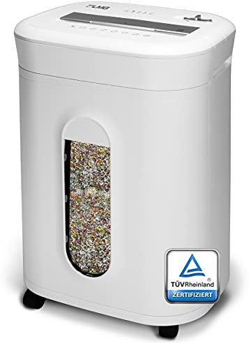 Professioneller Aktenvernichter- Brandneu! Sicherheitsstufe P5, Für Sensible Dokumente, 60 Min Dauerbetrieb, Heftklammern, Büroklammern, Kreuzschnitt, Partikelschnitt, Leise, 2x12 mm Schnipsel, DSGVO