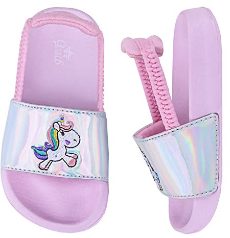 Youecci Ciabatte da Spiaggia per Bambini Pantofole da Bagno per Ragazzi Ragazze Scarpe da Piscina Estive da Spiaggia Sandali Unisex per Interni All'aperto Unicorno Argento 23 EU