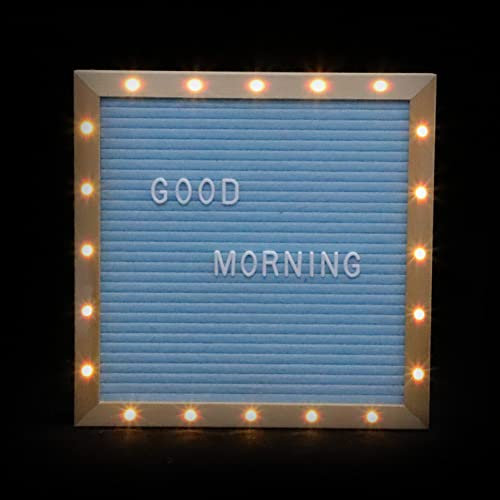 Wanddeko Schwarz Filz Pinnwand mit LED Beleuchtung Memoboard Foto Pinnwand Holzrahmen Filztafel Memoboards Hellblau Memo Planer Bild Wand Kinderzimmer Büro Zuhause Küche Wanddekoration Tafel