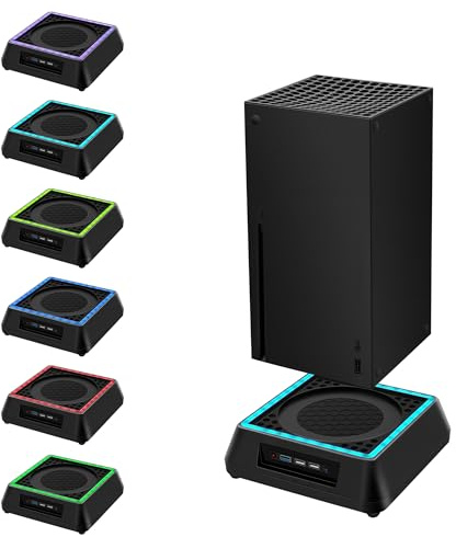 Mcbazel Xbox Serie X fläkt LED-stativ med RGB-ljus/justerbar kylfunktion/LED-display/USB 3.0/USB 2.0-portar för Xbox serier x