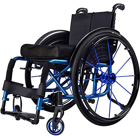 BAUBUY Super Lightweight Folding Aluminium Frame Wheelchair w/Armrest Swing Leg Rest - Comfortable Ergonomic Sport Wheelchair Load 100 Kg