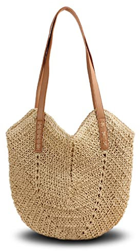 Pahajim Stroh Handtasche Damen Sommer Taschen Umhängetasche Damen Strandtasche Boho Stil Shopper Damen Groß für Strand, Reisen, Urlaub, Shopping