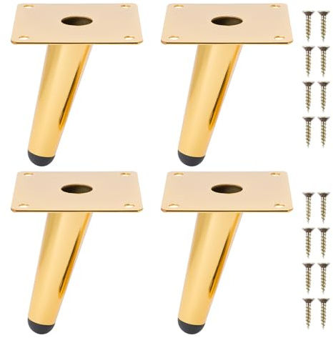 NAKUPENDA Piedini per Mobili 4Pcs Gambe in Metallo Piedini per Mobili Inclinati a Cono Gambe per Tavoli Piedi per Armadietto per Tavolino da Caffè Divani (10cm Altezza,Oro)