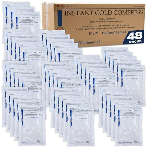 Henry Schein Instant Cold Packs, 5 x 7 (48 Pack) – Disposable Single-Use Ice Packs for Pain Relief, Swelling, Sprains, Sports Injuries, First Aid & Toothaches