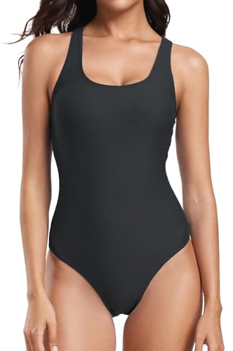 Joweechy One Piece Swimsuit Women Sports Swimming Costume Competitive Athletic Criss Cross Back Shaping Swimwear Bathing Suit L,Black