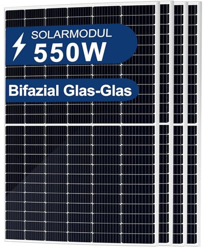 BENY Solarpanel 4x 550W Bifazial Solarmodul 2200W Solarplatten Photovoltaik Panel PV Module für Balkon Flachdach Schrägdach Garten