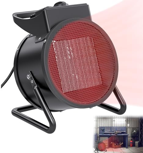 YRHome 3000W Keramik Heizgerät Heizlüfter Elektroheizer Heizer Schnellheizer Elektroheizgebläse Bauheizer 2 Heizstufen Garage Baustelle Werkstatt, Zwangsluft (Black Typ)
