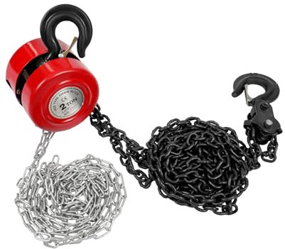 Palan à chaîne manuel 2 t - Longueur de la chaîne : 3 m - Hauteur de levage - Avec crochet rotatif à 360° - Pour usines, fermes, garages, poulies - Palan à poulie - Portable