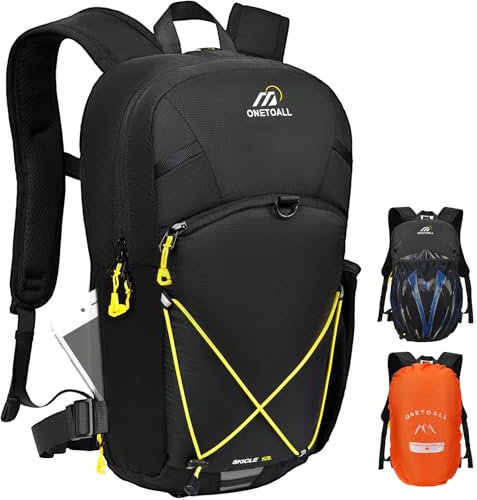 ONETOALL Diebstahlsicherer Fahrradrucksack Herren Wasserdicht, Wanderrucksack Damen Klein 12L, MTB Rucksack mit Abnehmbarem Bauchgürtel für Radsport Wandern Tagestour Reisen Pendeln