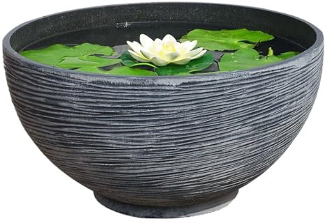 Jeorywoet Planteur de Bol de Lotus, Pot de Plante Flottante, Grand jardinière de Bol de Lotus Exquis, 14x7x7 extérieur Rond Succulent Pots de lys pour Bureaux, salles de Banquet, Salons, Gris