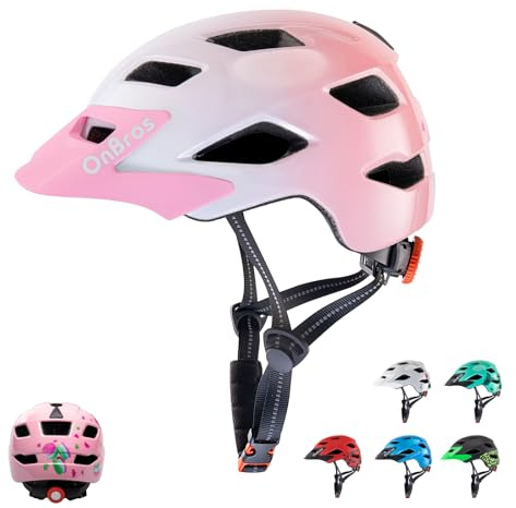 OnBros Kids Bike Helmet - Bike Helmets for 5-14 Boys or Girls with Visor, Children Bicycle Helmet for Skateboard Mountain Scooter Road Cycling, Lightweight and Adjustable 50-57CM