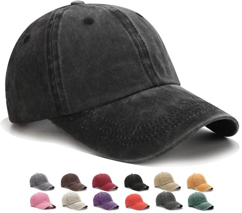 WENAUANG Cappello Baseball Retro Donna, Berretto Baseball Lavato e Rovinato Distressed Cappello Visiera Cappellino Donne per Sport All'aperto, Adatta a Uomini e Donne