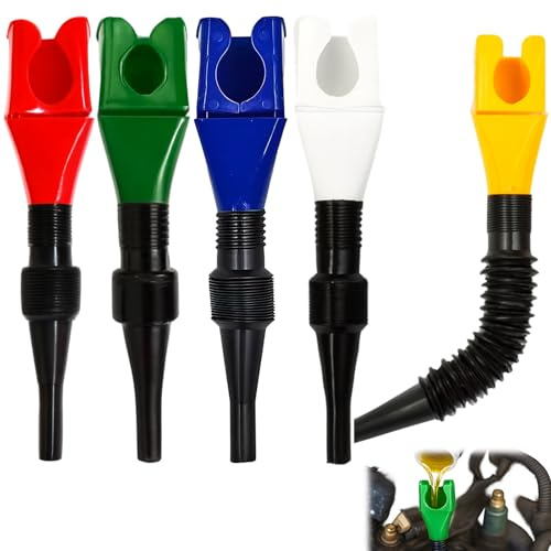 5 Pcs Fuel Funnel Set for Car, Adblue, Oil, Flexible Wide-Mouth Funnel with Built-In Filter for Automotive, Industrial, Outdoor Use, Emergency Refuelling, DIY Liquid Transfer