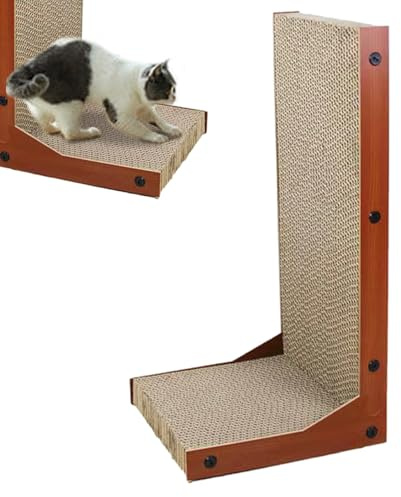 Tapis à gratter ondulé en forme de L pour chat - 40 cm - Protection de meubles avec deux surfaces - Planche à gratter robuste - Sous-couche anti-usure - Multiroom pour balcon, Schlafzi