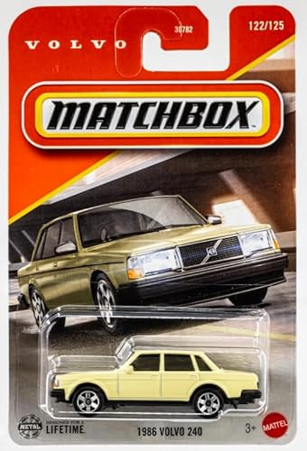 Matchbox 1986 Volvo 240 [gul] 122/125, 1:64 skala formgjuten leksaksfordon