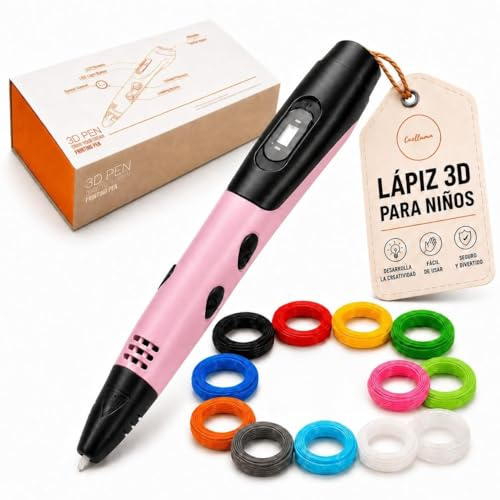 CAELLUMA Bolígrafo 3D para Niños con 12 Colores PLA · Sin Pantallas ni Apps · Ideal para Regalar · Seguro, Fácil de Usar y Creativo · Incluye Accesorios y Manual en Español (Rosa)