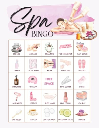 Spa bingo: 32 player Spa Birthday Party Game,Manicure Party, selfcare gifts for women and mothers dây, wellness day activity