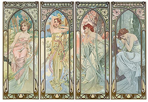 Legendarte - Canvastryck - The Times Of The Day - Alphonse Mucha - Dekorativ Väggkonstcm. 60x90