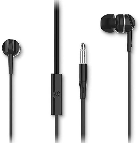 Motorola Sound Earbuds 105 - Auriculares internos con cable - Micrófono integrado - Sonido nítido - Incl. 6 almohadillas de silicona - Negro