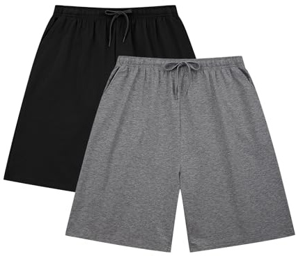 HomyComy Pantaloncini da Pigiama da Uomo Pantaloni Corti in Cotone Pantaloncini a Quadri Pigiama da Uomo con Tasche