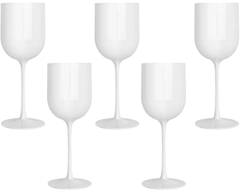 White Plastic Wine Glasses Set of 25 Elegant Wine Goblets Hard Plastic Wine Cups on Stem 12 Ounce