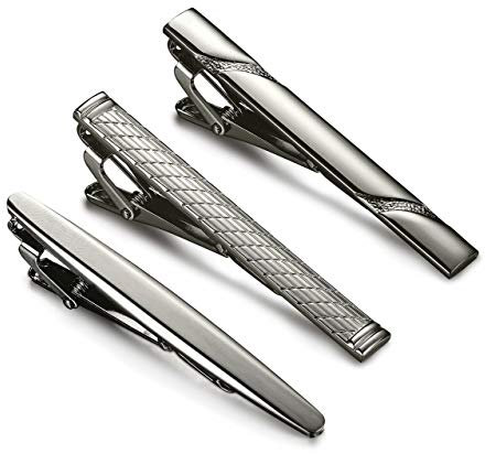 Morfetto Krawattenklammern für Herren Krawattenklammer Set für Normale Krawatten Krawatte Hochzeit Business Clips 3/4 Stück Schwarz