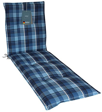 LILENO HOME Kissen 1 Stück Karo blau für Garten- und Strandliege, gepolstert, 188 x 60 x 5 cm
