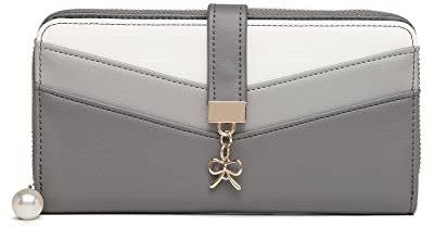 Miss Lulu Geldbörse Damen Mehrfarbig Portemonnaie V-Form Colorblock PU Leder Design Portmonee
