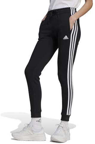 adidas Femme Essentials 3-Stripes Fleece Pants, Black/White, M
