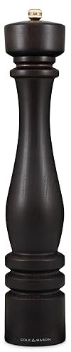 Cole & Mason London Chocolate Wood Pepper Mill, Precision+ Carbon Mechanism, Pepper Grinder with Adjustable Grind, Beech Wood, 400mm, Seasoning Mill, Lifetime Mechanism Guarantee