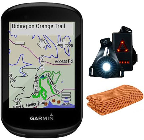 Garmin 010-02061-00 Edge 830 GPS Cycling Computer | Official USA Partner Model | Bundle with Workout Cooling Sport Towel and Deco Essentials Wearable Commuter Front and Rear Safety Light