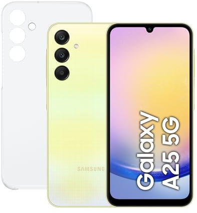 Samsung Galaxy A25 5G 256 GB con Funda - Móvil Android, Smartphone Libre, Carga Rápida, Cámara 50 MP, Amarillo (Versión Española)