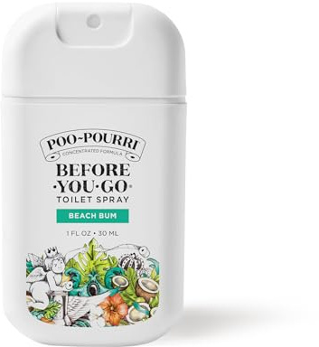 Poo-Pourri Before-You-Go Pocket Toilet Spray, Travel Essentials, Beach Bum, 1 Fl Oz, Up to 50 Uses, On-The-Go Bathroom Odor Deodorizer with Essential Oils, TSA Approved Size, Coconut Orchid Scent