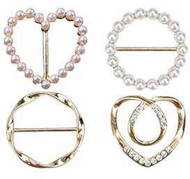4 clip per camicia da donna, ad anello, per sciarpe, magliette, cravatte, vestiti, bottoni annodati per donne (oro)
