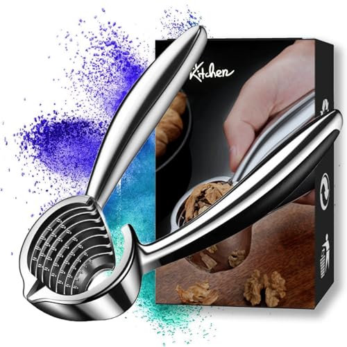 AMOJA Schiaccianoci, Noce Cracker in Lega di Zinco, Morsetti in Hickory con Manici Antiscivolo, Apriscatole Multifunzionale per Noci, Schiaccianoci per Noci, Lunghezza: 17 cm