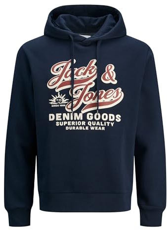 Jack & Jones JJELOGO - Sudadera con Capucha para Hombre (Corte Regular), Sky Captain, XXL