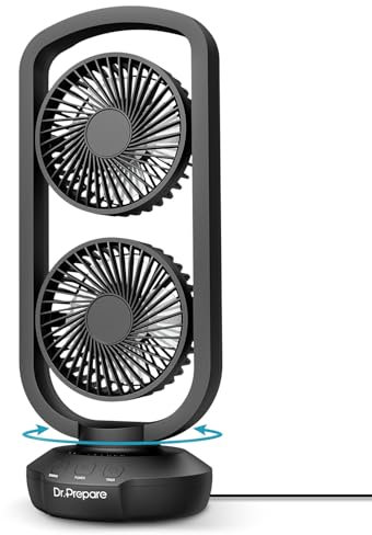 DR.PREPARE Tischventilator Klein Turmventilator 40cm Ventilator mit 3 Stufen, 105° Oszillation, 3 Timer Table Fan Tragbarer Ventilator für Schlafzimmer Büro Küchen