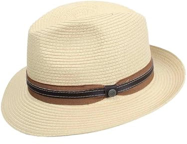 bugatti Sommerhut aus Papier - Sonnenhut mit Lederhutband für Herren - in Größe 55-61 erhältlich Camel