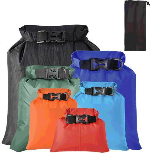 KUOGAS Dry Bag 6 Set wasserdichter Taschen – 1,5L 2,5L 3L 3,5L 5L 8L wasserdichte Beutel & Packsäcke | Perfekt für Outdoor, Wassersport & Camping | Ultraleicht & Robust