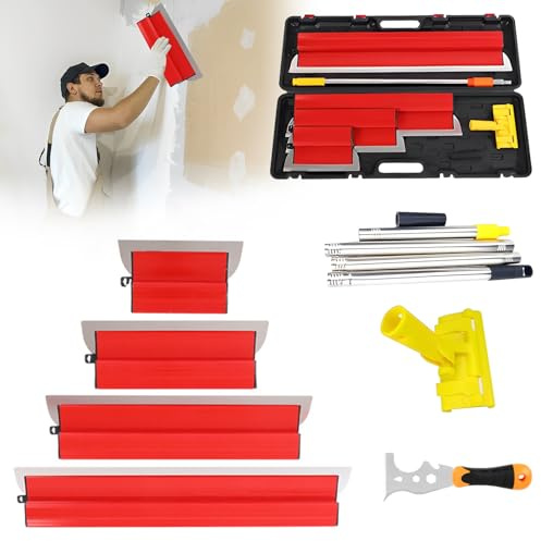 Spatule Enduit Lissage Set, Ensemble de Spatules de Surface Professionnelles Dans un étui, 9 Types Spatule De Lissage, Outils de Spatule (25cm,40cm,60cm,80cm), Pour Enduire Les Murs et Les Plafonds