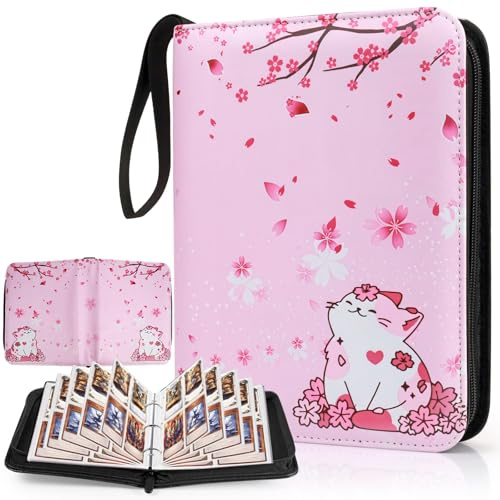 Sammelkarten Album mit 4 Taschen Karten Sammelalbum 50 Abnehmbare Hüllen