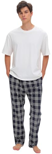 SAMGU Pantalon de Pyjama Homme Bas de Pyjama Coton, Bas de Pyjama à Vêtements de Nuit & de Détente Long Pantalon pour Homme